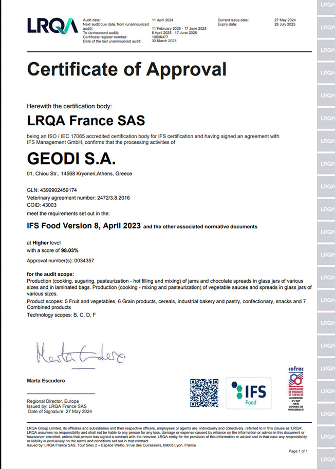 IFS Certificate